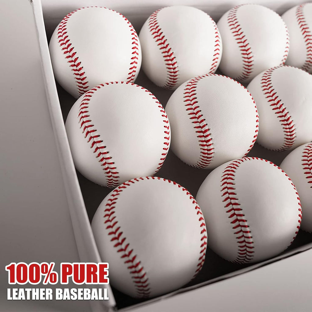 Official League Grade Leather Baseballs - 12/6 Pack for Youth Training & Competition | Perfect Gift