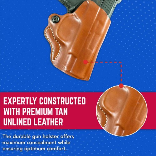 Desantis Mini Scabbard, Gun Holster with Secure Grip,Leather Molded, Right Hand Draw, Unisex,Tan, FITS:S&W M&P Shield 9/40,S&W M&P Shield M2.0 9/40