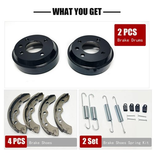 Golf Cart Brake Drums Kit with Brake Shoes & Springs Fit for 1981-1994 Club Car DS Villager, 18 PCS Rear Brake Repair Kit for Driver Side & Passenger Side Replaces 1011137 101146302