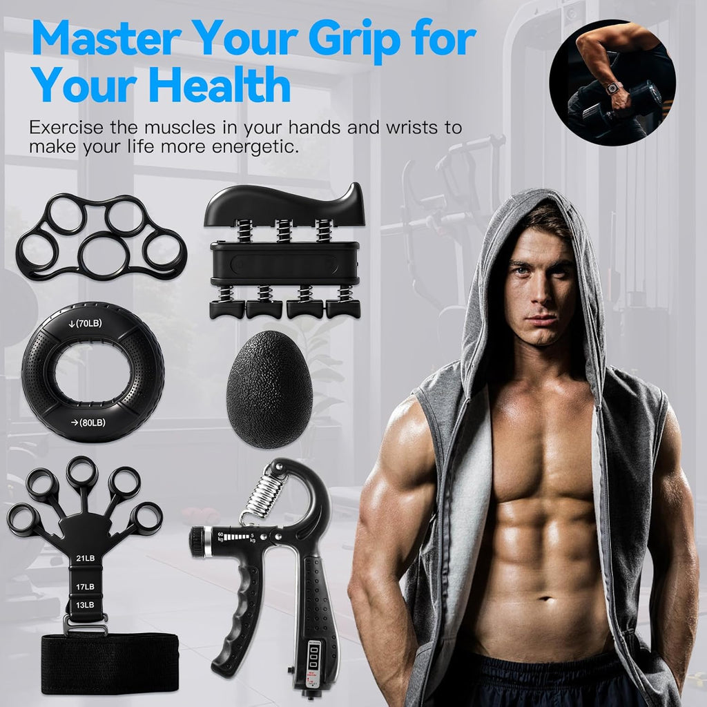 Skiennix Grip Strength Trainer Kit - 7PCS Adjustable Forearm Grips & Finger Stretchers | Hand Exercise Tools