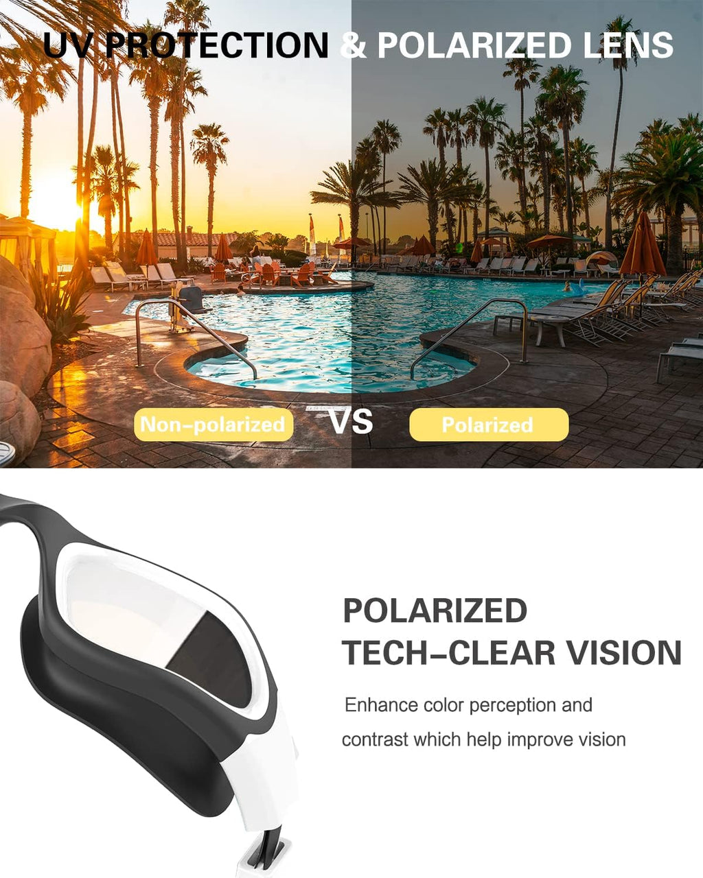 Polarized Swim Goggles by [Brand Name] - Anti-Fog & UV Protection for Men and Women