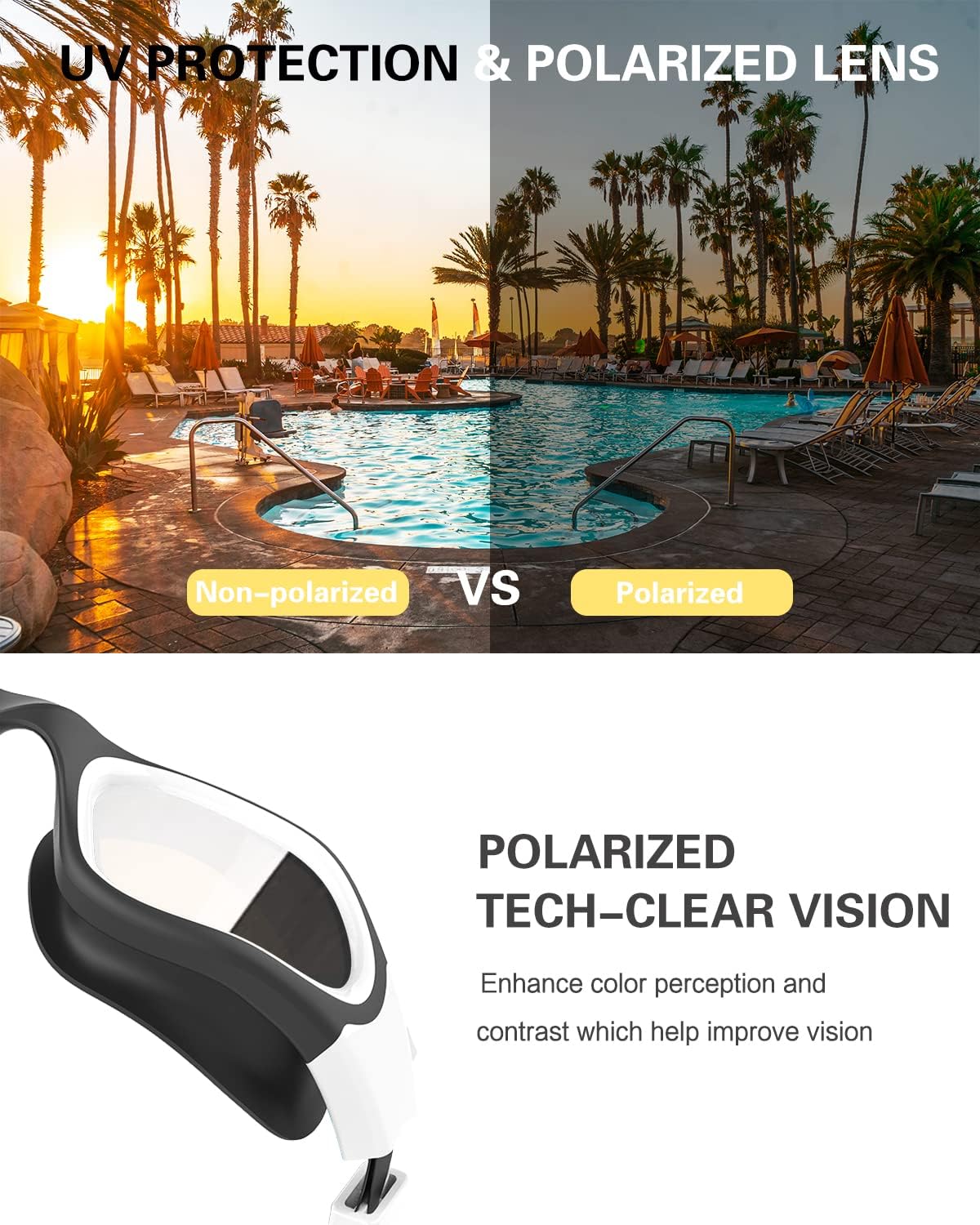Polarized Swim Goggles by [Brand Name] - Anti-Fog & UV Protection for Men and Women