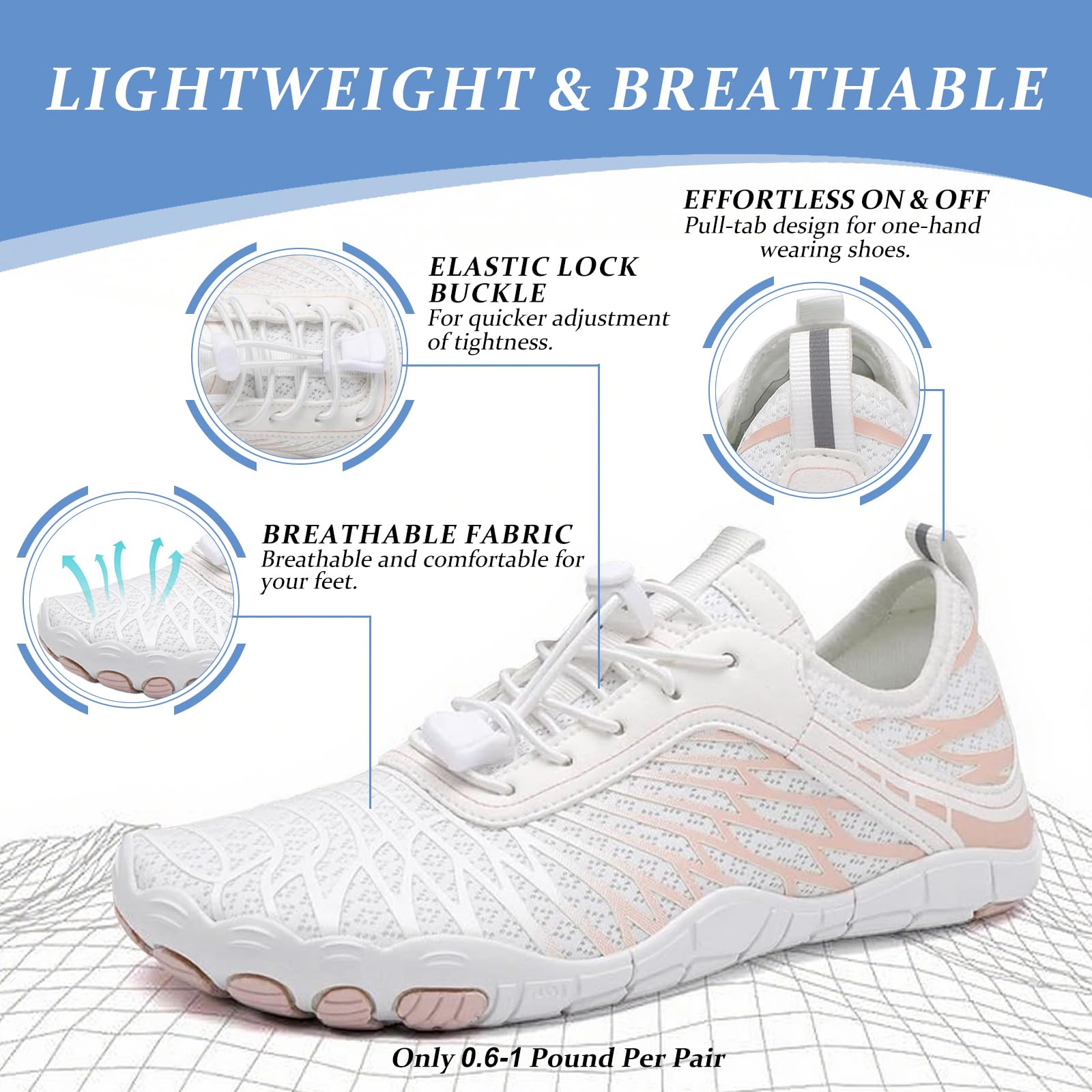 Barefoot Shoes for Women & Men, Grounded Walking Hiking Barefoot Shoes, Wide Toe Box Non-Slip Water Athletic Footwear, Comfortable Vitality Barefoot Footwear, Trail Running Sneakers Unisex.