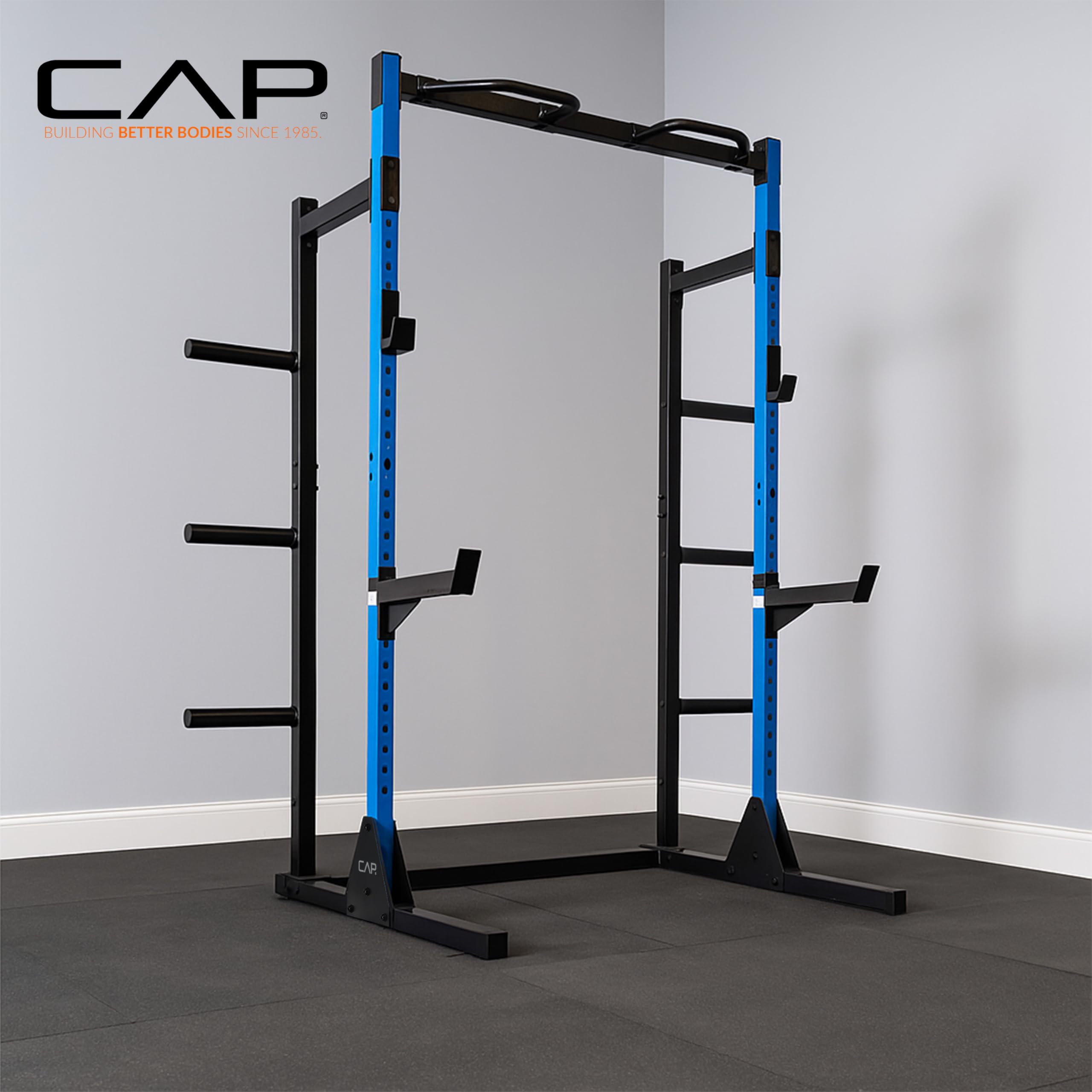 Cap Power Rack with Pull Up Bar & Attachments - Squat Rack & Strength Training Power Cage for Home Gym - Gray