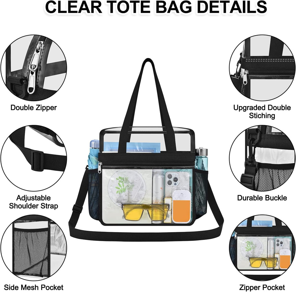 Skiennix Clear Stadium Bag - 12x6x12 Clear Tote for Concerts, Sports & Festivals