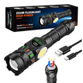 Rechargeable Flashlights High Lumens 5000 Long Distance, Super Bright LED Flash Lights with COB Sidelight USB C LCD Display, Daul Light Source & Buttons with Red Light, for Camping Hiking Emergency