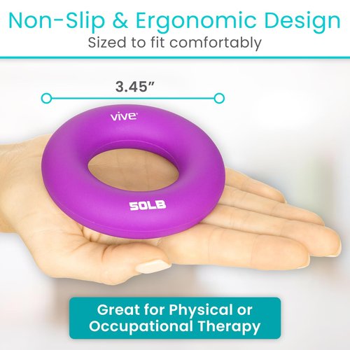 Vive Hand Strengthener Grip Ring (4 Pack) - Forearm Ring Hand Exercisers - Silicone Squeezer Gripper for Muscle Strengthening Training Tool - Arthritis Finger Physical Therapy PT Kit Trainer