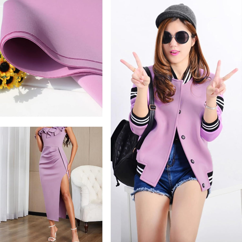 Skiennix Scuba Knit Fabric - Versatile Neoprene Polyester Spandex for Skirts & Jackets | 63'' Wide (Violet)