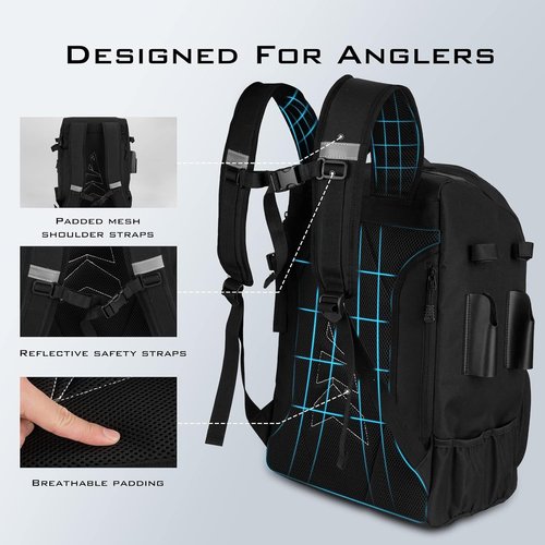 KastKing KarryAll Fishing Tackle Backpack - Rod Holder & 4 Tackle Boxes | 40/26L Storage Solution