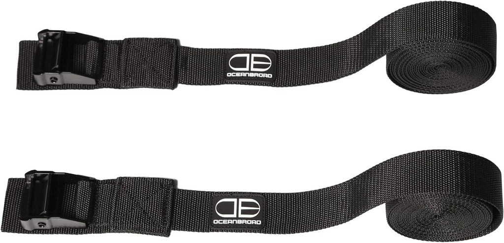 OCEANBROAD Kayak Tie Down Straps - 1.5 Inch, 13 Feet | 2 Pack Cam Buckle Straps for Surfboards & Canoes