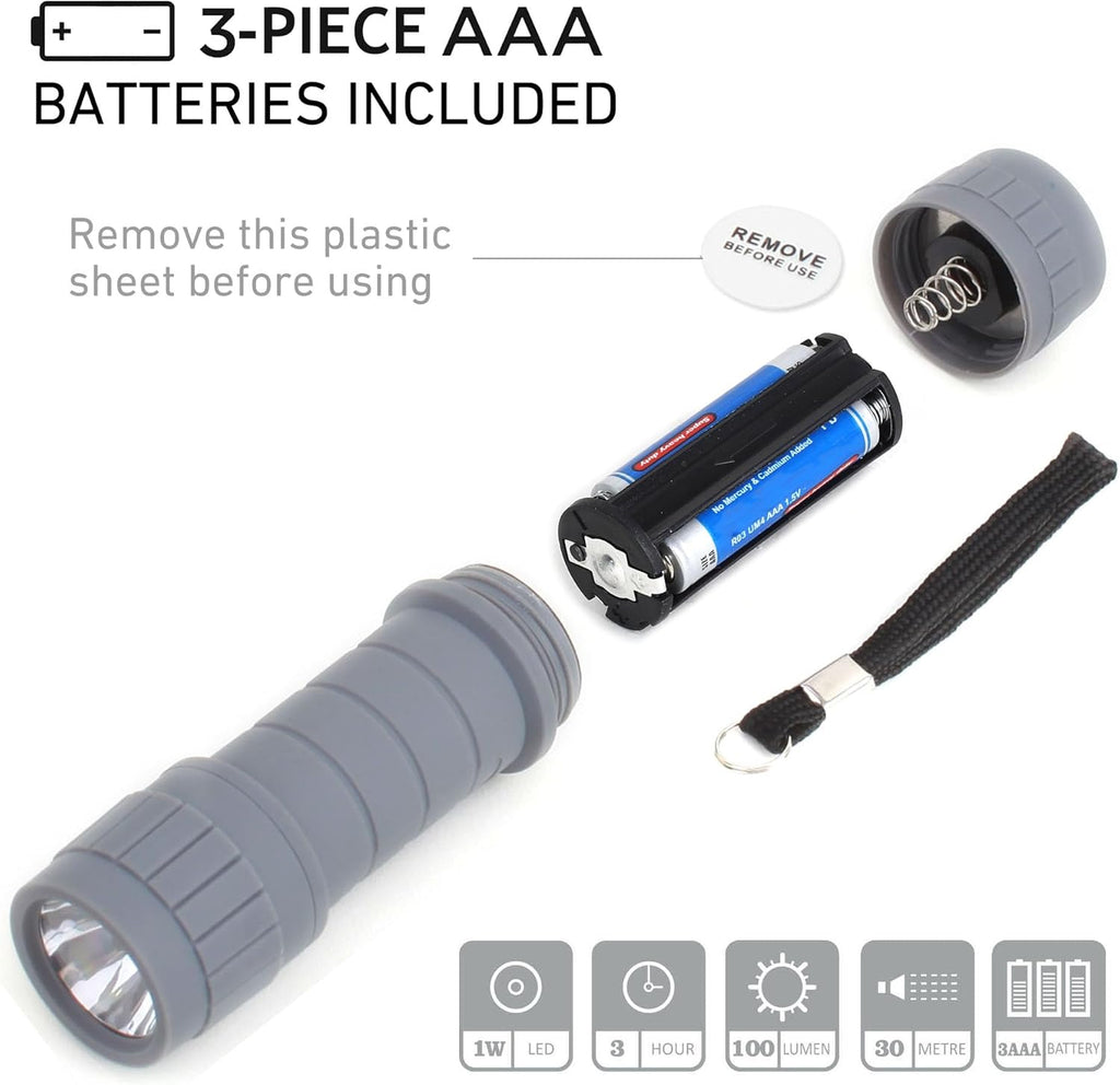Skiennix 6-Pack Mini Flashlights - Super Bright 100 Lumen LED with 18 AAA Batteries Included | Perfect for Camping & Emergencies
