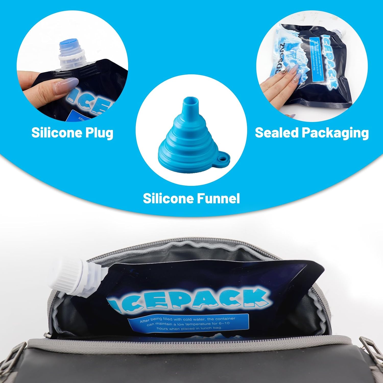 Skiennix Reusable Ice Packs - 5 Pack Freezable Gel Packs for Lunch Boxes, Camping & Medical Use - Leakproof & Long-Lasting Cold Storage