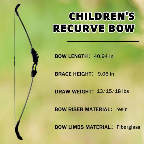 Archery Youth Bow and Arrow Kit - Adjustable 13/15/18 LBS | Beginner-Friendly Fiberglass Set