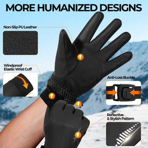 rivmount Winter Warm Gloves Cold Weather Ski Snow for Men Women, Thermal Waterproof Touchscreen Windproof, Suitable for Running, Driving, Cycling, Hiking, Outdoor Sports, Daily Work