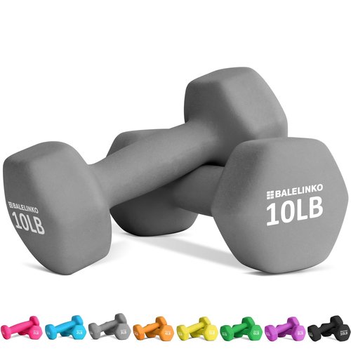 Balelinko Home Gym Equipment Workouts Strength Training Weight Loss Pilates Weights Yoga Sets Weights for Women, Men, Seniors and Youth, 10LB Gray, Pair