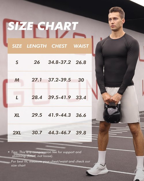 Compression Shirts for Men - Long Sleeve Black Workout Base Layer Athletic Gym Tops Quick Dry Running Undershirts