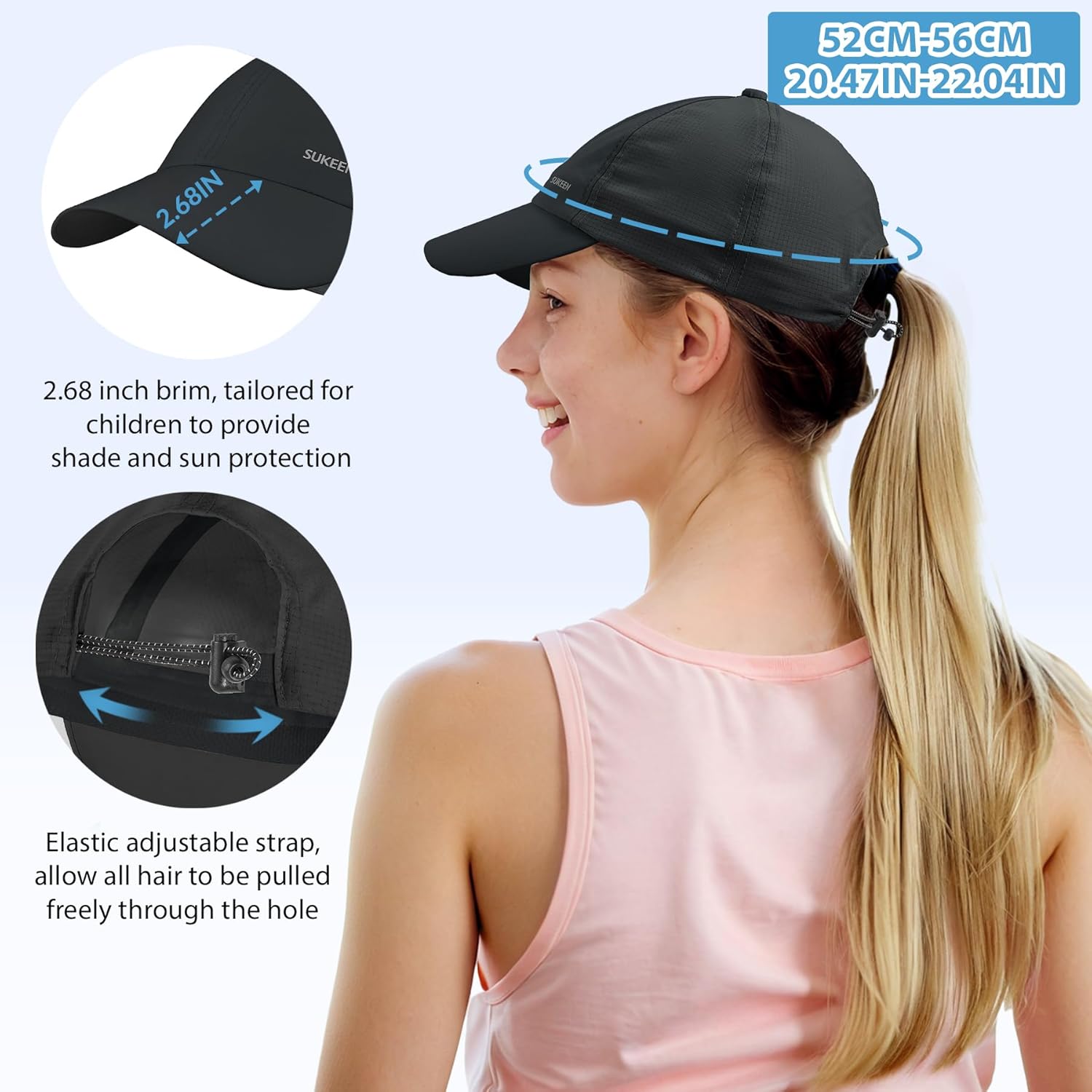 Sukeen Kids Baseball Caps - Lightweight UPF50+ Sun Hat for Boys & Girls | Quick-Dry Outdoor Performance