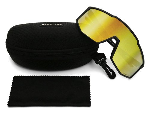 ShadyVEU Full Frame AEPEX Sports UV400 Anti Glare TR90 Hydrophobic Mirrored Lens Mens Womens Sunglasses, Gold