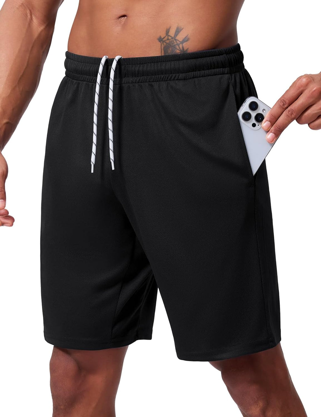 Skiennix Men's Athletic Shorts - Quick Dry Mesh Basketball Design | 9-Inch Inseam, Lightweight Gym Wear