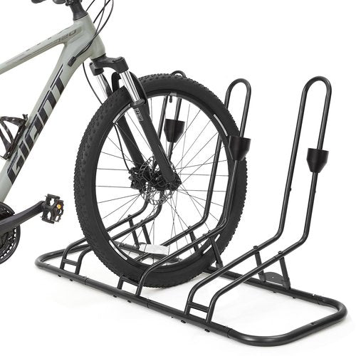 Bike Stand for 3 Bikes, Anti-Collision Design Protects Disc Brake & Derailleur, Waterproof Bike Rack Indoor/Outdoor/Garage Use, Fits Road/Kids/MTB Bicycles with 12"-29" Tires
