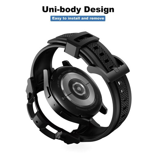 GELISHI Compatible with Galaxy Watch 6 Band 44mm Case Rugged Men Sport Band Protective Bumper Case for Galaxy Watch 6/5/4 44mm Black