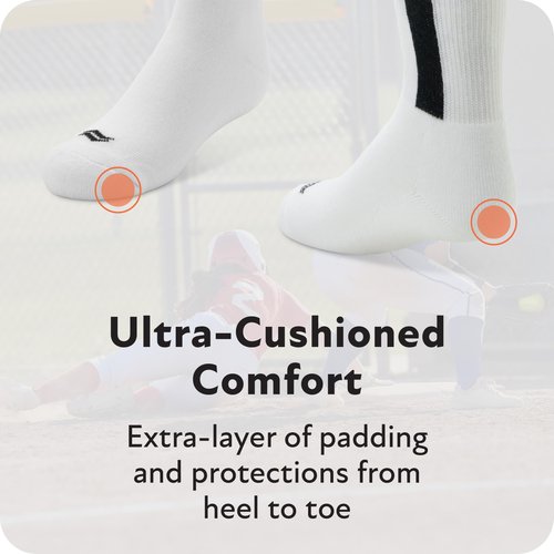 Sof Sole Baseball/Softball Over-the-Calf Team Athletic Performance Socks (2 Pair), Small, White Black Stirrup