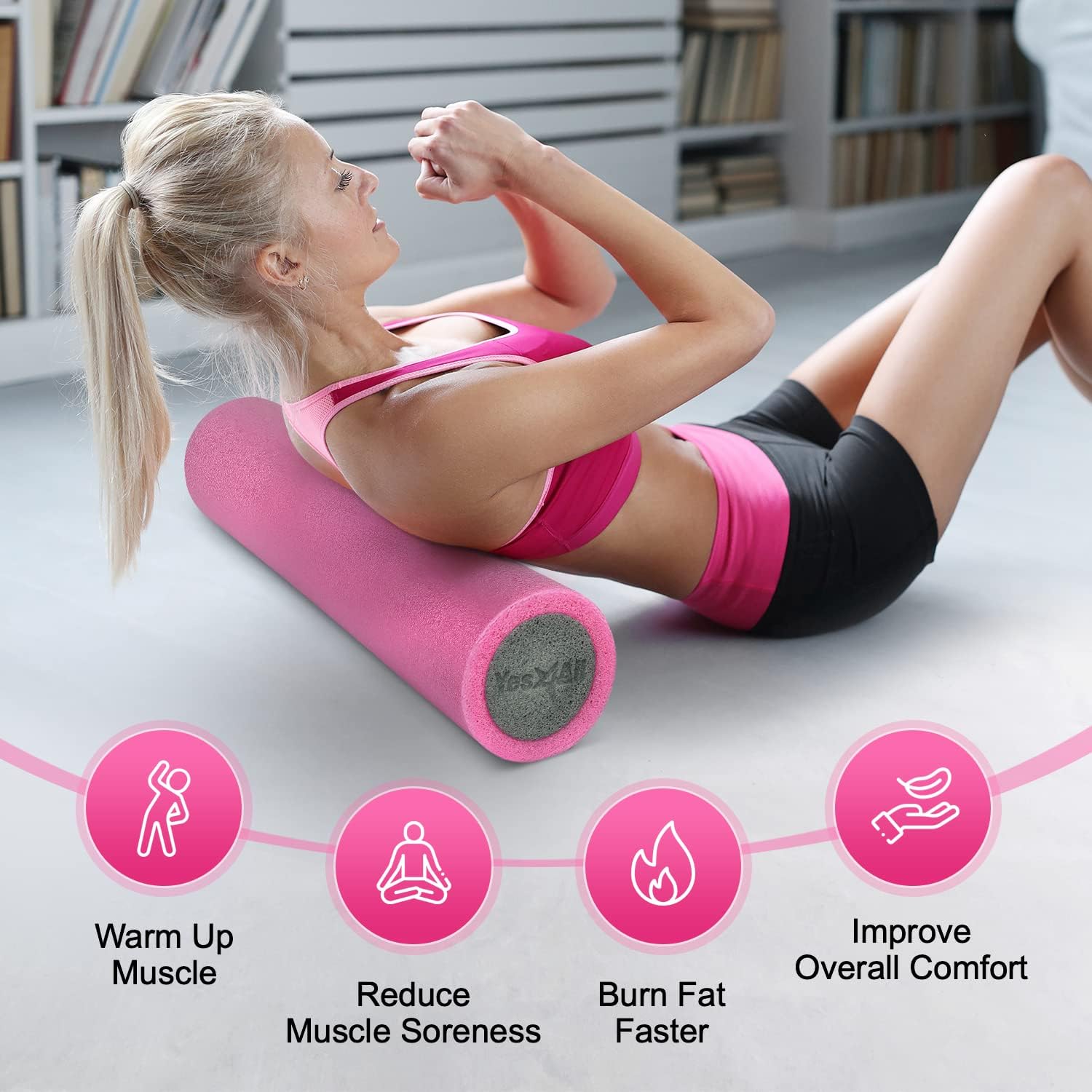 Yes4All High-Density EPP Foam Roller - Perfect for Yoga, Pilates & Stretching | 12, 18, 24, 36 Inch Sizes