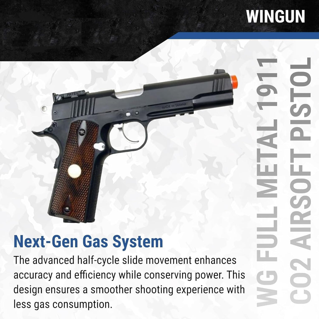 Skiennix Full Metal M1911 Airsoft Gun - 500 FPS CO2 Pistol with 6mm BBs | Realistic Design