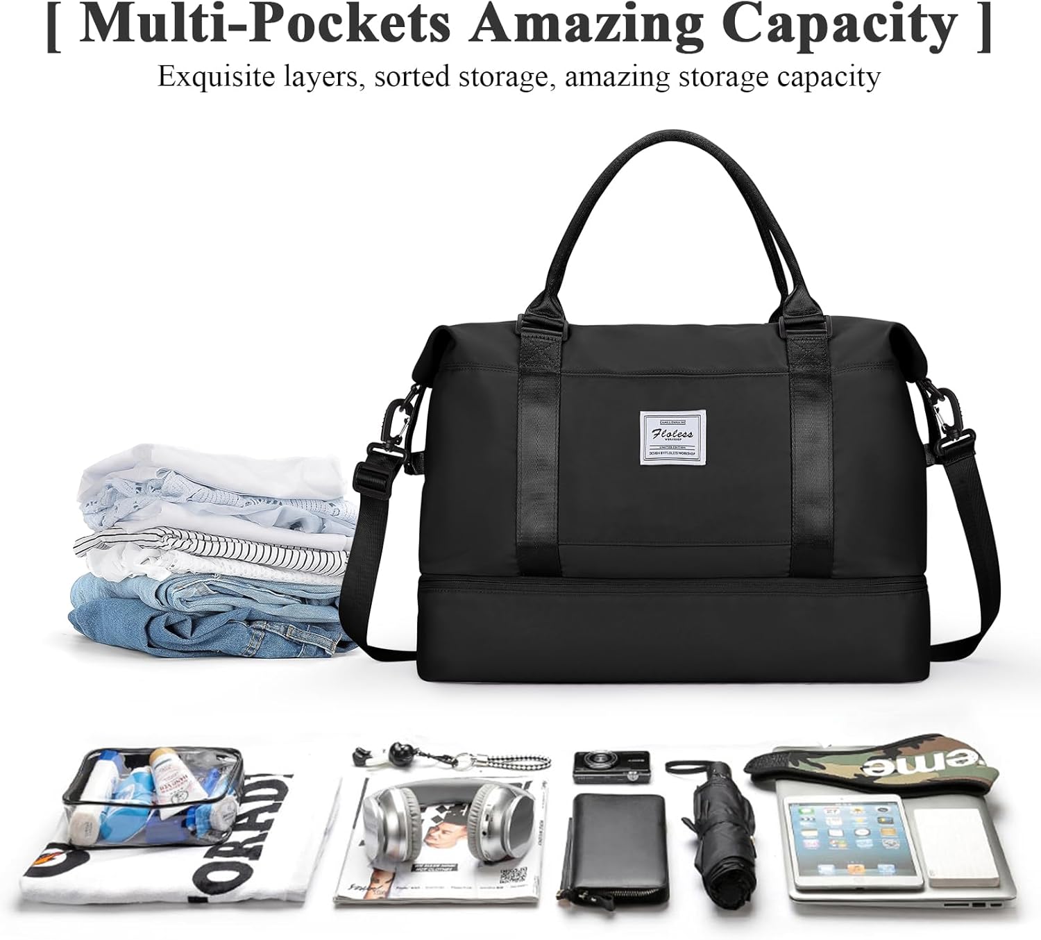 Skiennix Travel Duffel Bag - Stylish Overnight Weekender with Shoes Compartment | Medium Size