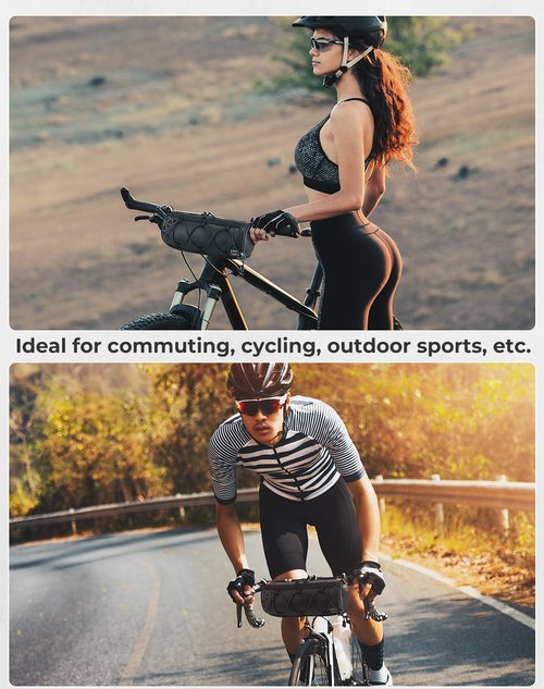 KEMIMOTO Bike Handlebar Bag with Waterproof Rain Cover Front Bike Bag for Bicycles - Water-resistant Dual Zippers for Mountain Road Bike, Cycling Commuter Shoulder Bag Professional Bicycle Accessories