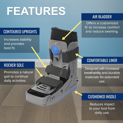 M PAIN MANAGEMENT TECHNOLOGIES Cloud Walker | Walking Boot for Foot & Ankle Support | Full Shell Design | Injury Recovery | Adjustable Air Cells | Lightweight & Comfortable - Large