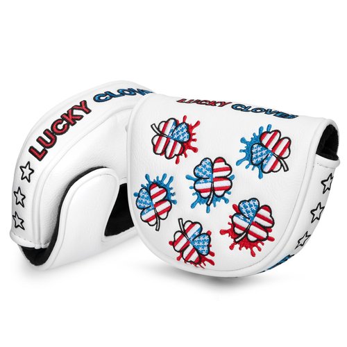 Golf Mallet Putter, Magnetic Closure Premium Leather USA Lucky Clover Golf Club Head Covers Fits for Golf OZ1 MEZZ 1 MEZZ1 MAX Putter