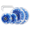 Gladeer 4-Pack Light Up Scooter Wheels - 120mm & 80mm White LED Replacement Wheel for Micro Mini Maxi Lascoota 3-Wheel Kick Scooter (Blue)