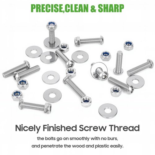 10L0L 304 Stainless Steel Bolts with Washers and Nuts for Golf Cart Fender Flares Compatible with EZGO Club Car Yamaha EV Star Golf Cart