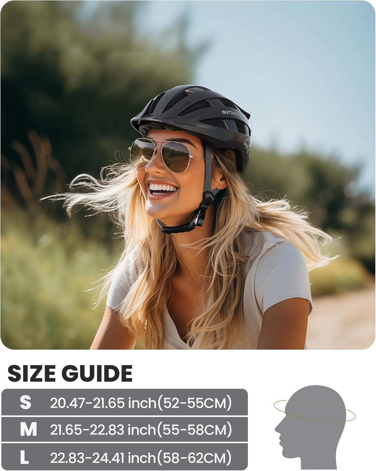 OutdoorMaster Gem II MIPS Bike Helmet - Lightweight Cycling Helmet with Light for Youth & Adults