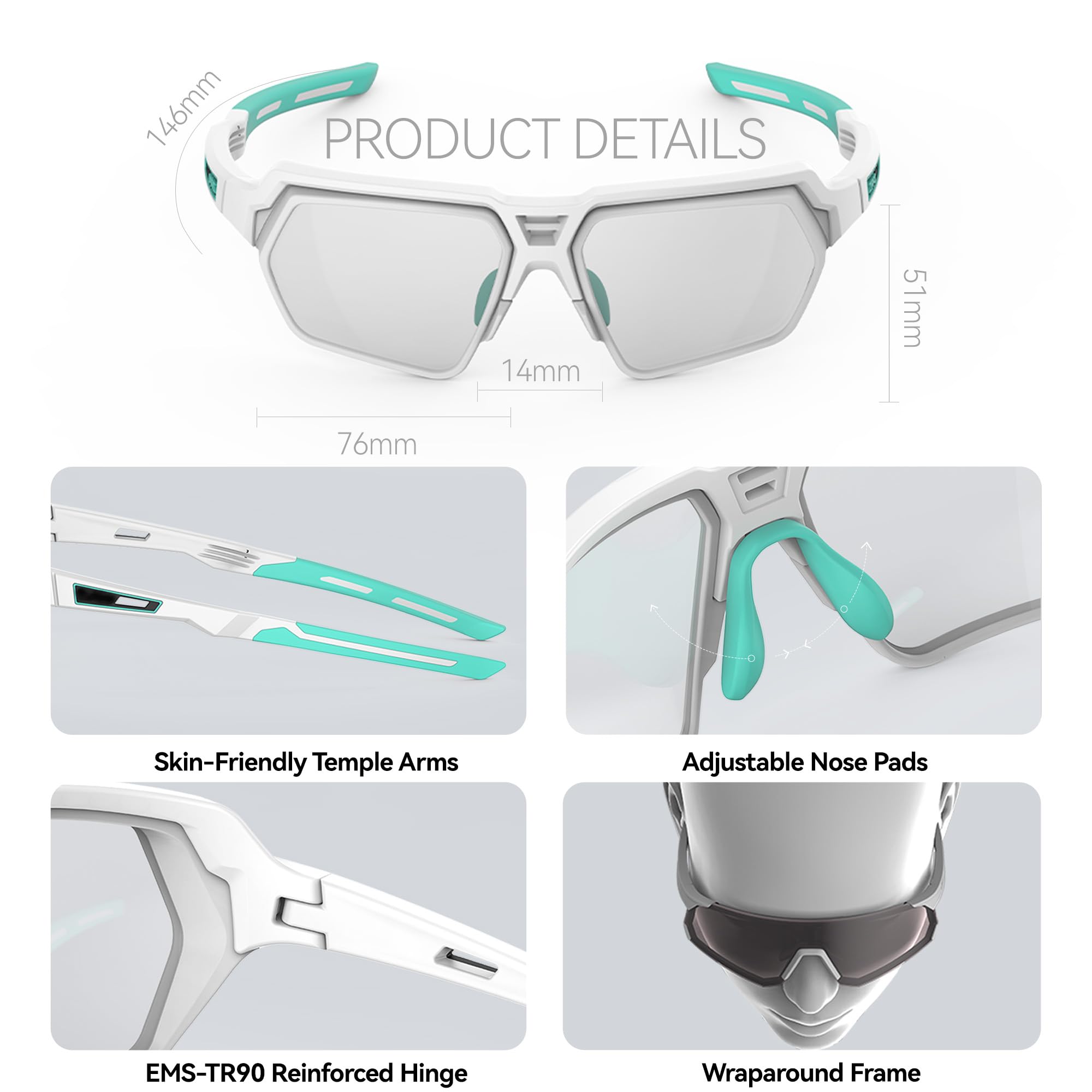VIKISOIO Polarized Driving Glasses, 3 Interchangeable Lenses, Sport Goggles for Car, Motorcycle, Sport Sunglasses for Men Women