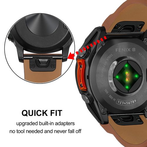 Dhwazz Men's Band for Fenix 8 47mm / E / 7/6 Pro / 5 Plus, 22mm Quick Fit Strap Genuine Leather Bands for Garmin Instinct 3 Solar 45mm / Epix Pro 47mm