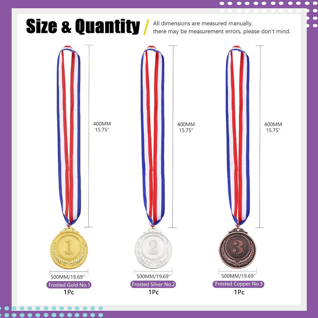 Swpeet Award Medals - Gold, Silver, Bronze Olympic Style Medals with Neck Ribbon | Perfect for Competitions & Parties