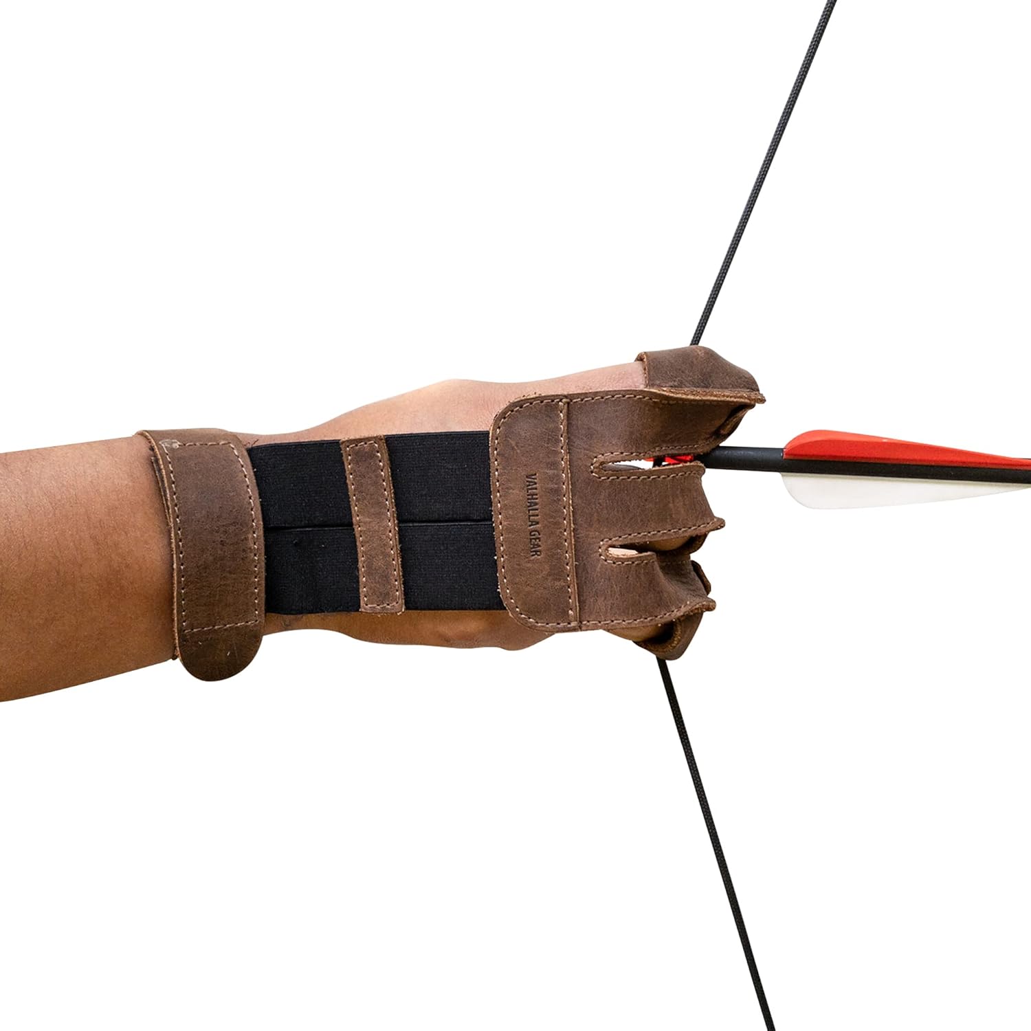 Three-Finger Archery Glove, Bow and Arrow Shooting, Target Practice, Accessory for Archers, Protection for Wrist & Fingers, Full Grain Leather, Handmade, Bourbon Brown