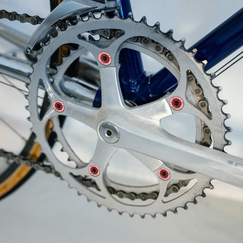 HARFINGTON 10pcs Single Chain Ring Bolts M8 Aluminum Alloy Bicycle Crankset Nut Chainwheel Screws for Road Bike Mountain Bike, Blue
