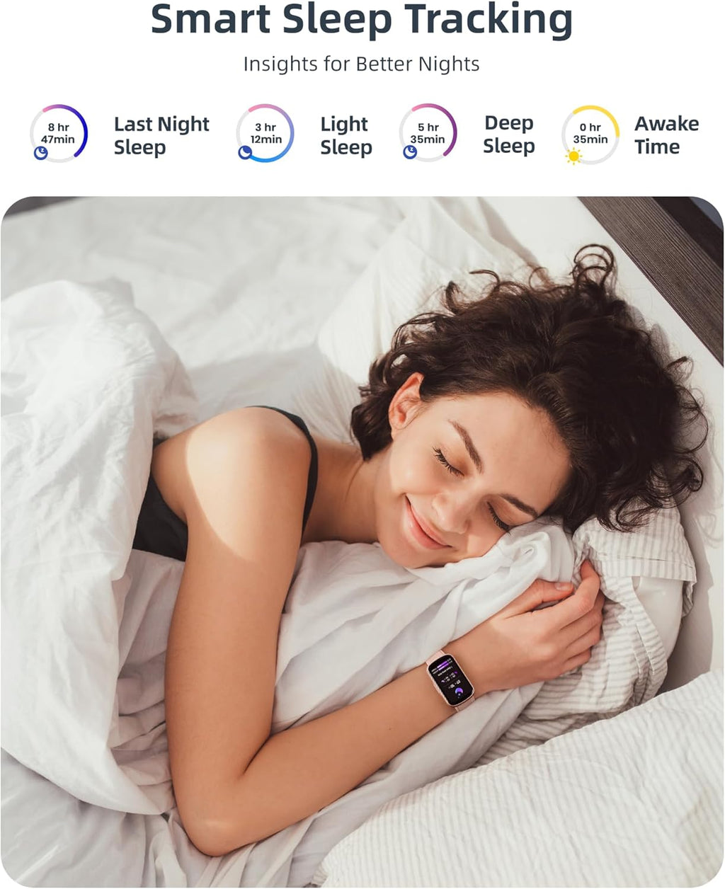 Parsonver Fitness Tracker - Heart Rate & Sleep Monitor | IP68 Waterproof Smart Watch, Rose Gold