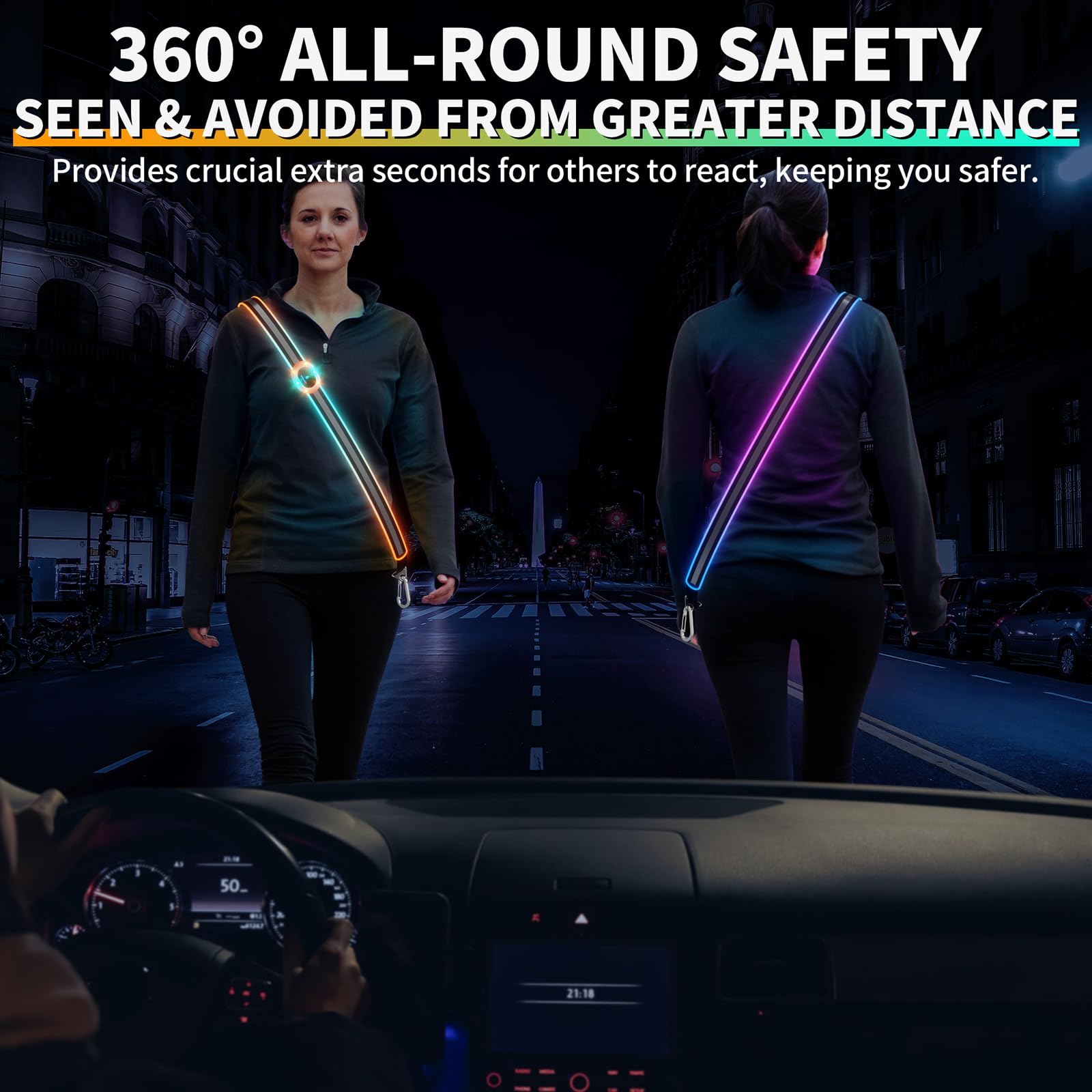 Running Lights for Runners, Reflective Running Vest for Women, Light up Running Vest Gifts for Runners, Walking Safety Gear Led Vest, Night Reflective Running Gear for Walking Dog Cycling Jogging