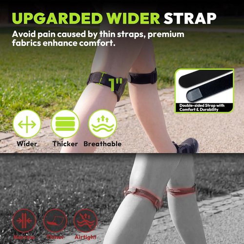 HANDBODE Patellar Tendon Support Strap - Adjustable Silicone Knee Brace for Pain Relief | 2 Pack