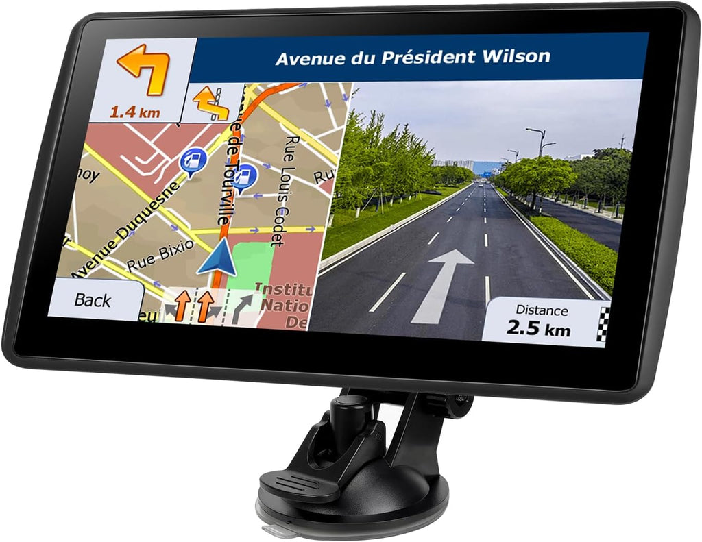 Skiennix 7'' GPS Navigator - Touchscreen Navigation System with Free Lifetime Updates | North America Maps, Speed & Red Light Warnings, Voice Guidance (Blue)