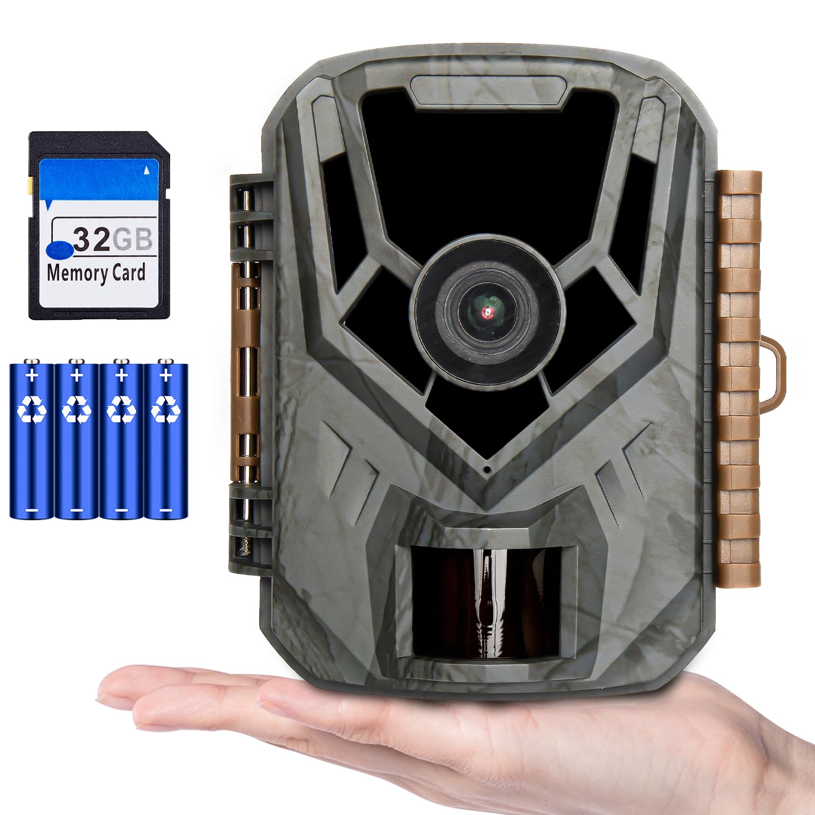KJK Mini Trail Camera, 36MP 2.7K Game Camera,32GB Memory Card with Night Vision 0.1s Trigger Time Motion Activated 130°Wide-Angle, Waterproof Trail Cam with 2.0” HD TFT Screen