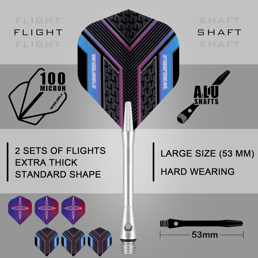 WIN.MAX Darts Metal Tip Set - Professional 90% Tungsten Steel Darts with Extra Flights | 20-28 Grams