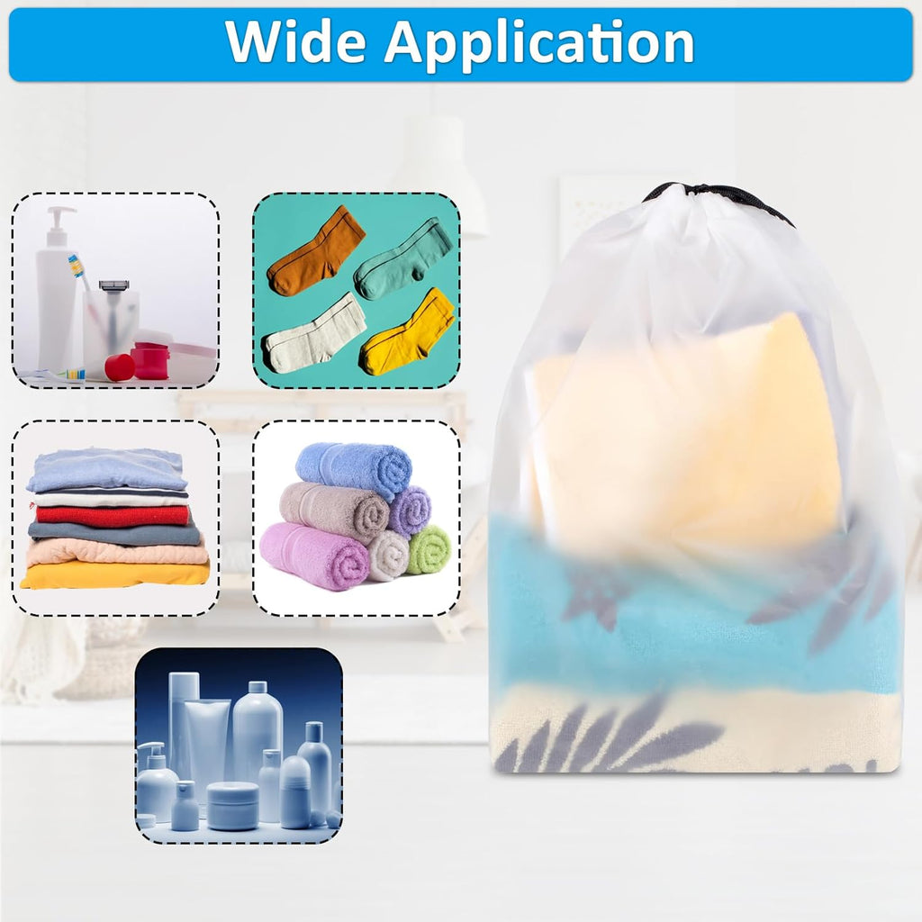 Skiennix Waterproof Travel Drawstring Shoe Bags - Clear Packing & Storage Essentials | 15.7 x 11.8 Inches, 5 Pieces