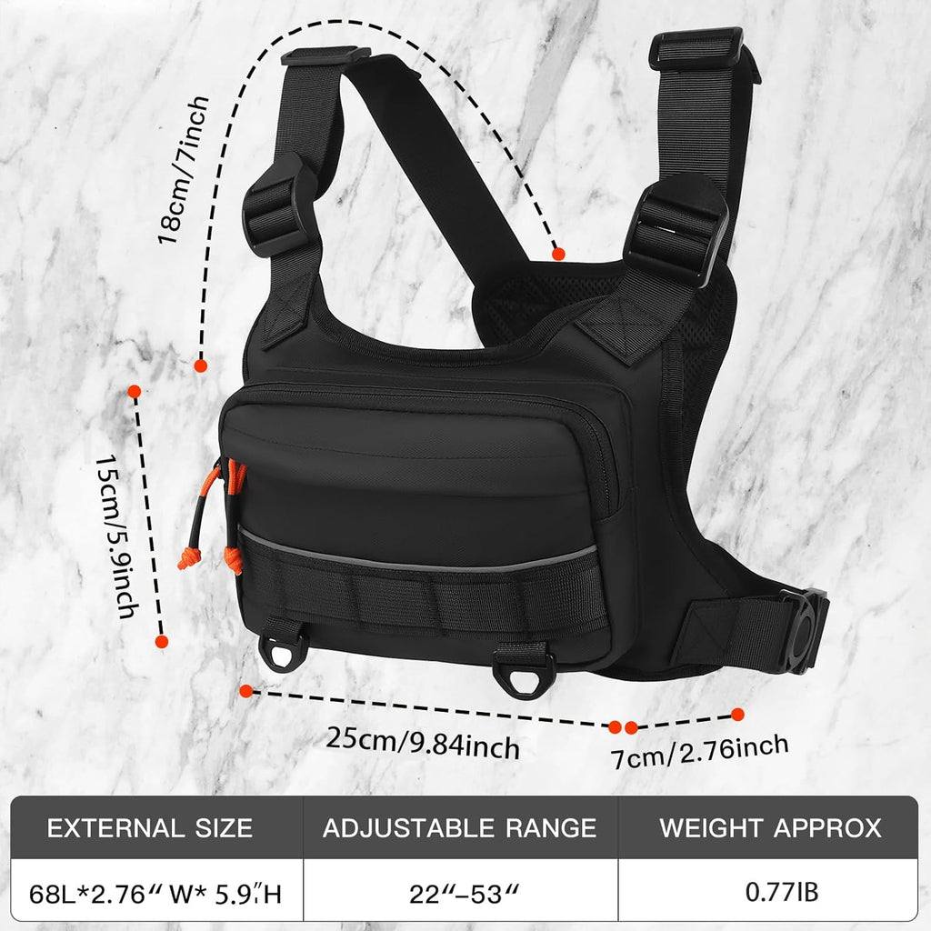 Skiennix Chest Bag - Water-Resistant Running Pack with Ample Storage | Unisex Black Design
