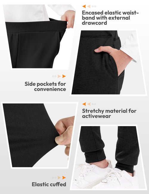 Guicizi Boys Sweatpants Black Grey Athletic Track Running Active Joggers Pants with Pockets Drawstring Size 10-12 Boys Clothes Kids Activewear