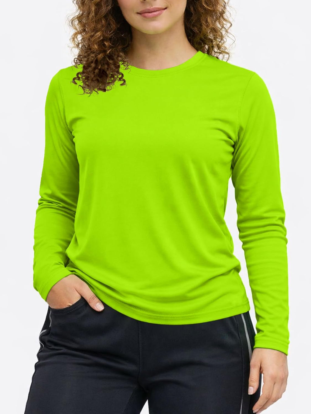 URBAN BUCK Women's Neon High Visibility Running Shirt - Lightweight UPF50+ Short Sleeve T-Shirt